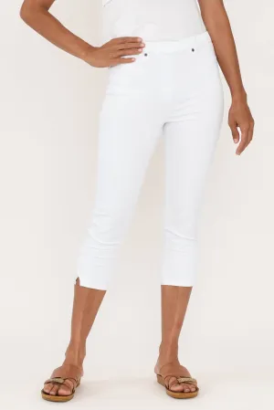 Reed White Stretch Cotton Capri Pants