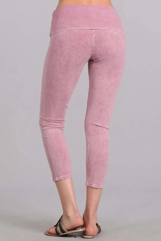 Rose Lilac Mineral Washed Capri Leggings