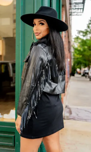 Set The Tone Black Fringe Jacket FINAL SALE