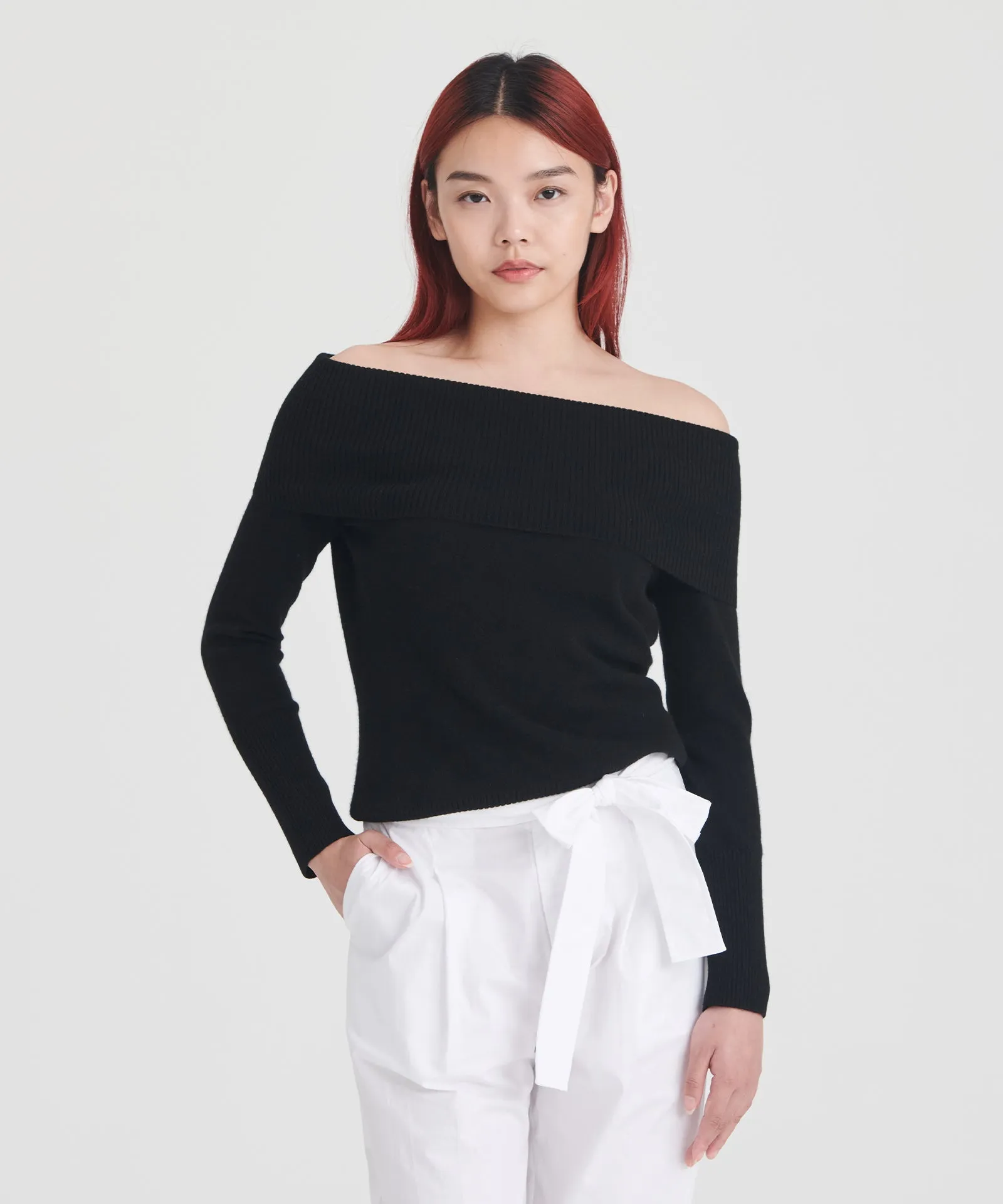 Signature Cashmere Off The Shoulder Sweater