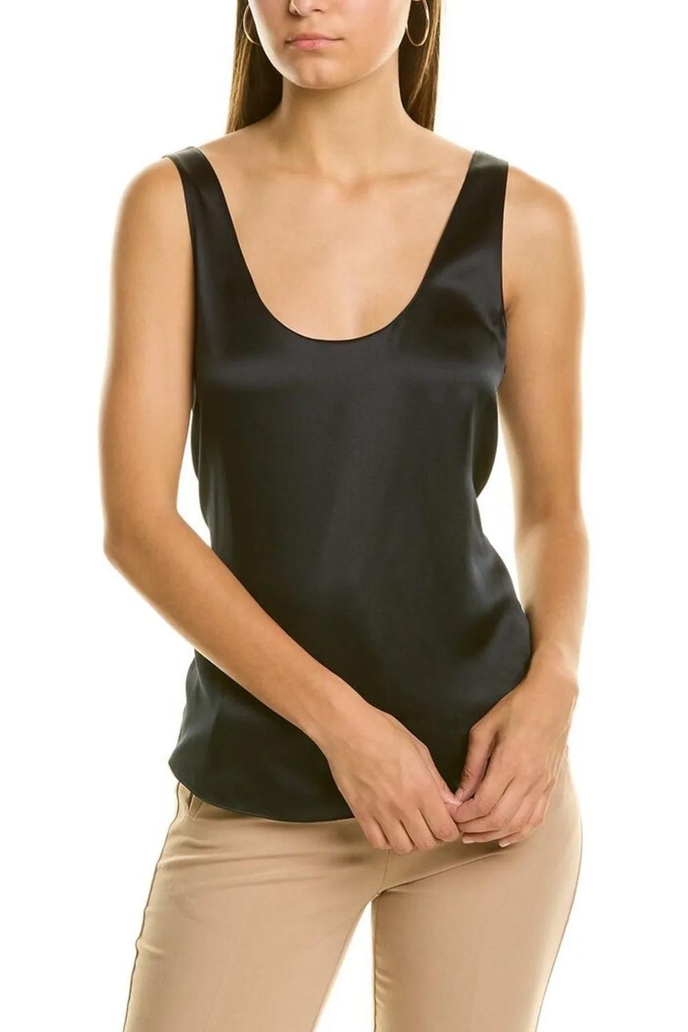 Simplicity Black Sleeveless Top With Tieing At Back