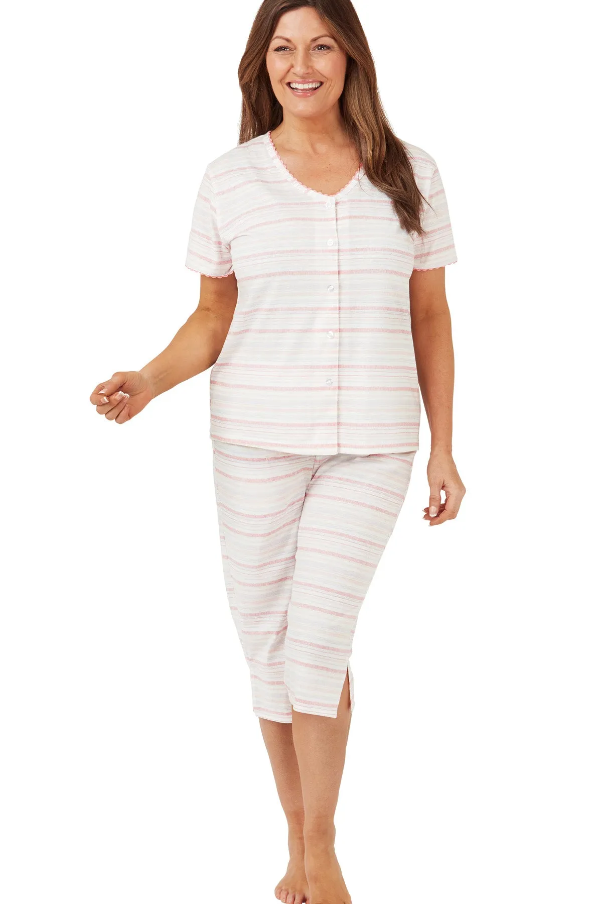 Sketchy Stripe  Print Easy-Care Capri Pyjama