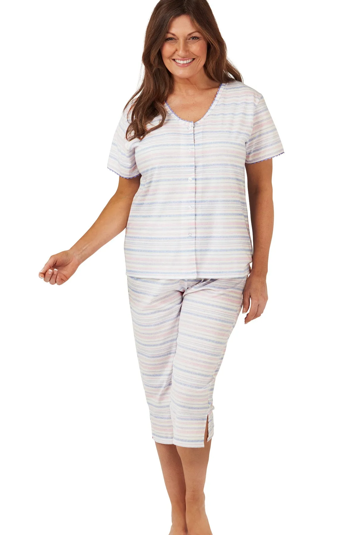 Sketchy Stripe  Print Easy-Care Capri Pyjama