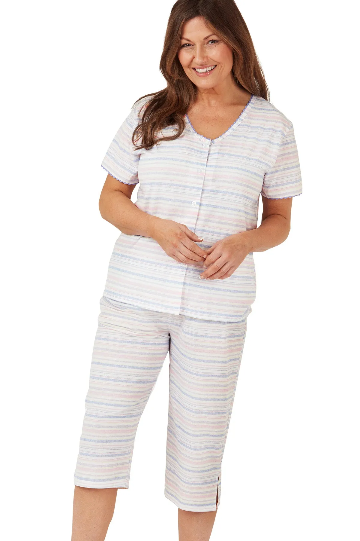 Sketchy Stripe  Print Easy-Care Capri Pyjama