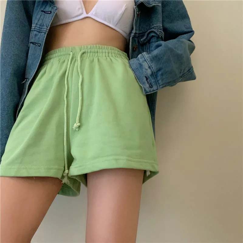 Solid Summer Drawstring Shorts