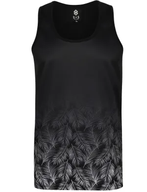 St Whiteleaf  Palm Printed Vest Top In Black - Saint & Sinner