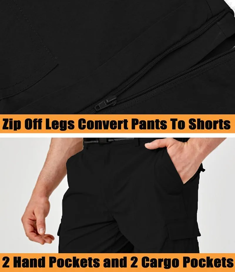 Summer Pants Men Convertible Pants Lightweight Quick Dry Cargo Work