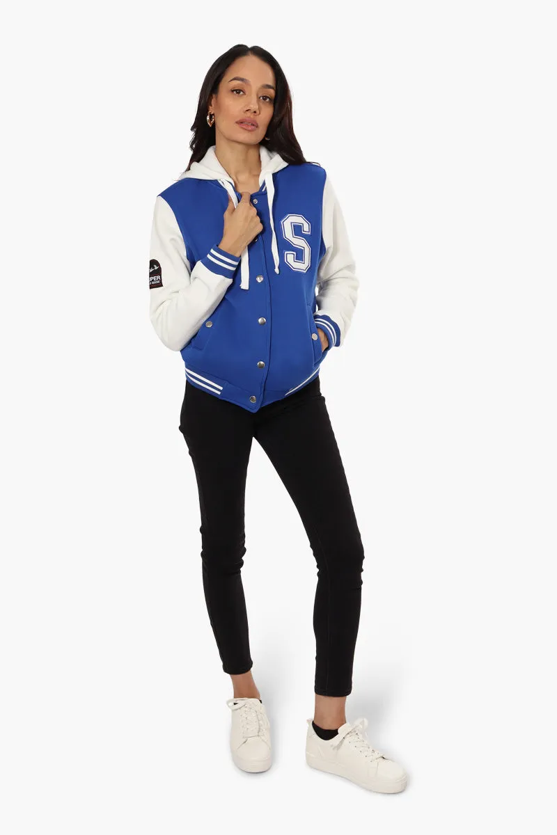 Super Triple Goose Hooded Varsity Lightweight Jacket - Blue