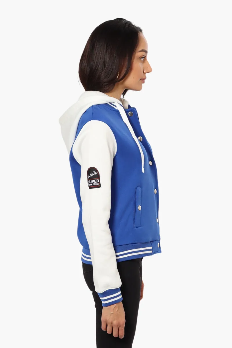 Super Triple Goose Hooded Varsity Lightweight Jacket - Blue