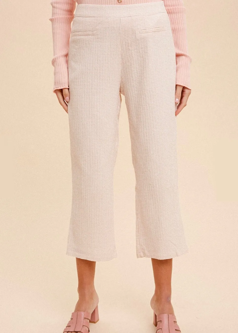 Tea Time, Women’s Cropped, Capri Pants, Seersucker, Blush