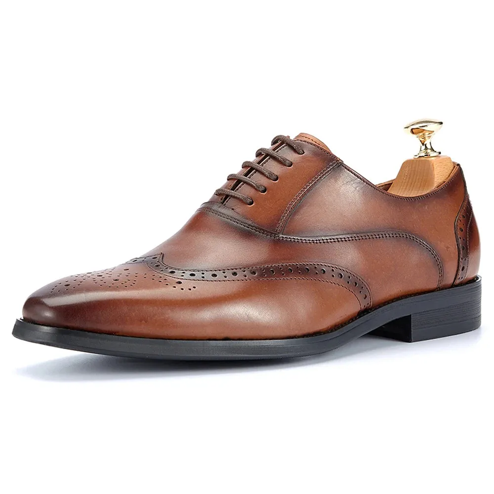 Trend4us Men's Classic Wingtip Brogue Leather Dress Shoes