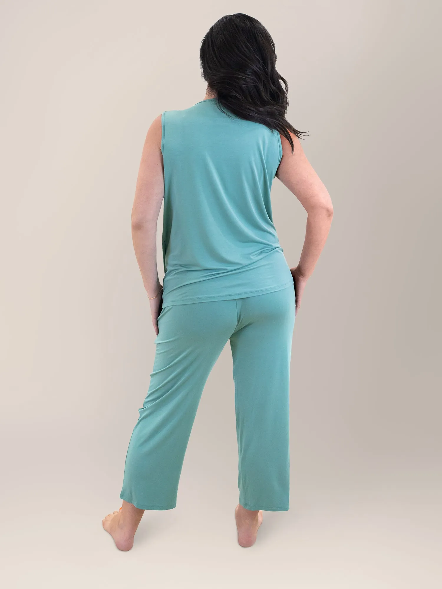 Tulip Hem Nursing Tank & Capri Pajama Set | Aqua