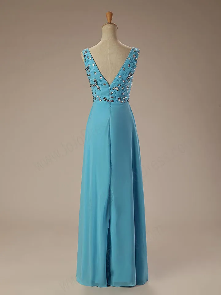 Turquoise Maxi Long Formal Prom Evening Dress EN133