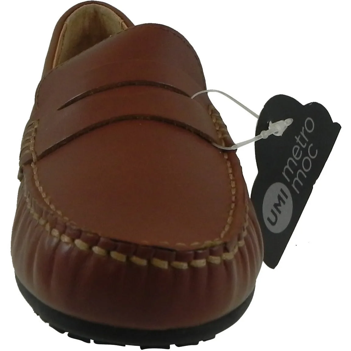 Umi Boy's David Leather Slip On Oxford Loafer Shoes Cognac