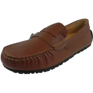 Umi Boy's David Leather Slip On Oxford Loafer Shoes Cognac