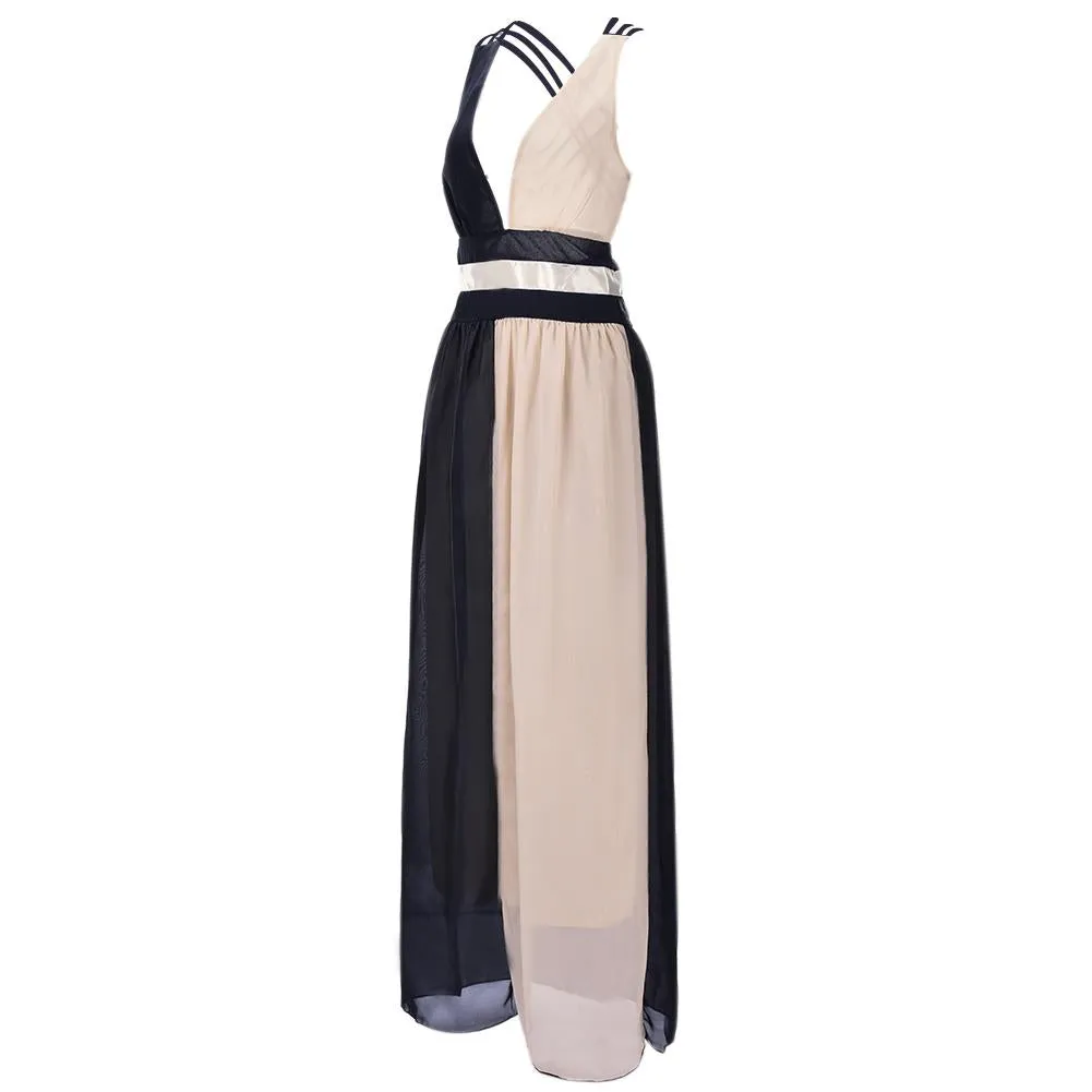 VenusFox Sexy Deep V-neck Backless Maxi Dress