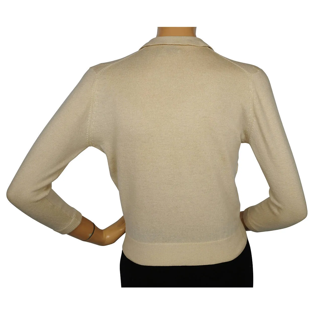 Vintage 1960s Ballantyne Scottish Cashmere Intarsia Sweater Beige Size M 36