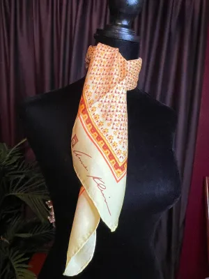 Vintage, Designer Anne Kleine Square Yellow Silk Scarf