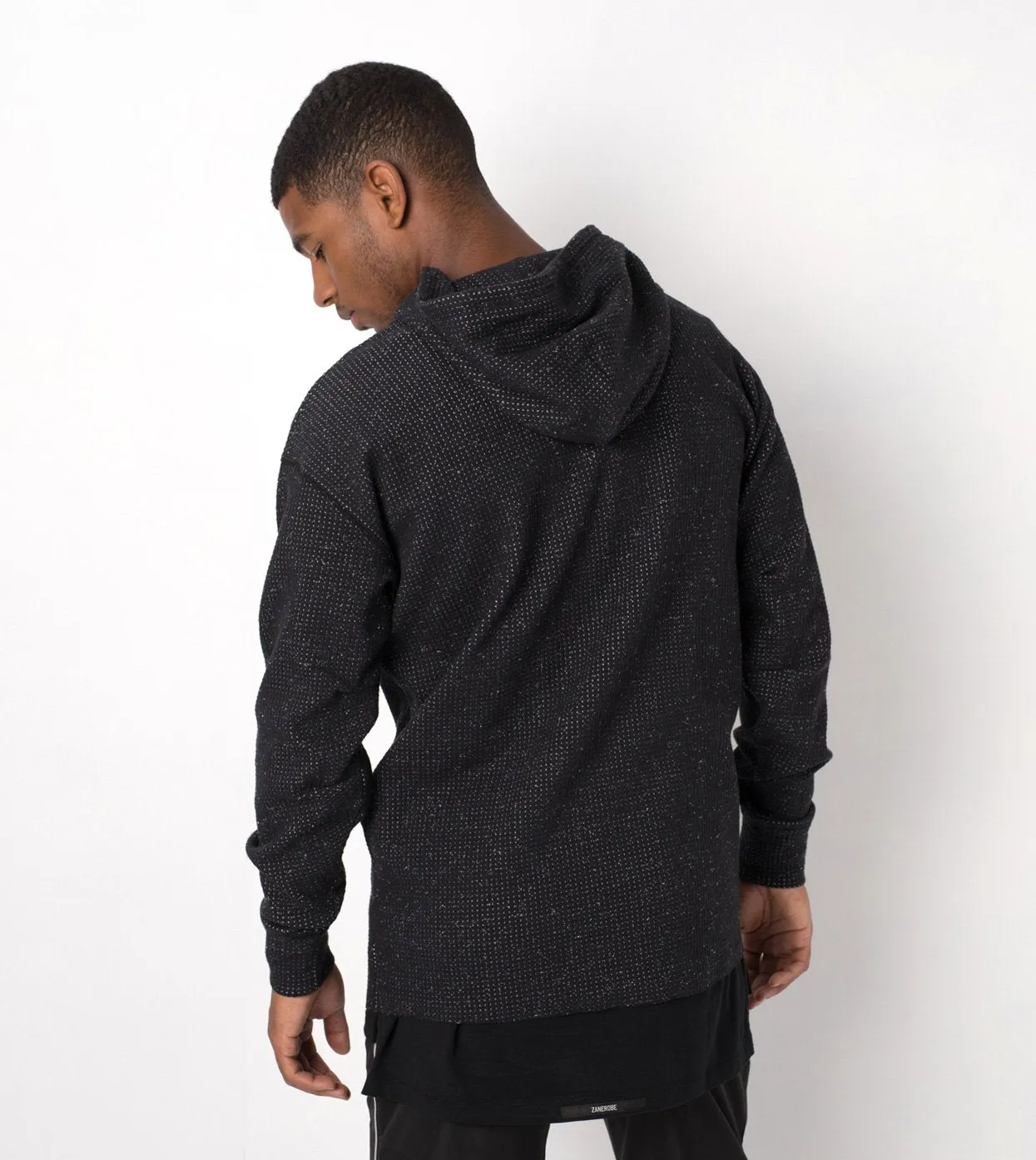 Waffle Rugger Hood Sweat Black Speck - Sale