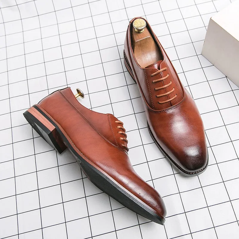 West Louis™ Classic Business Formal Pointed Leather Oxford Shoes