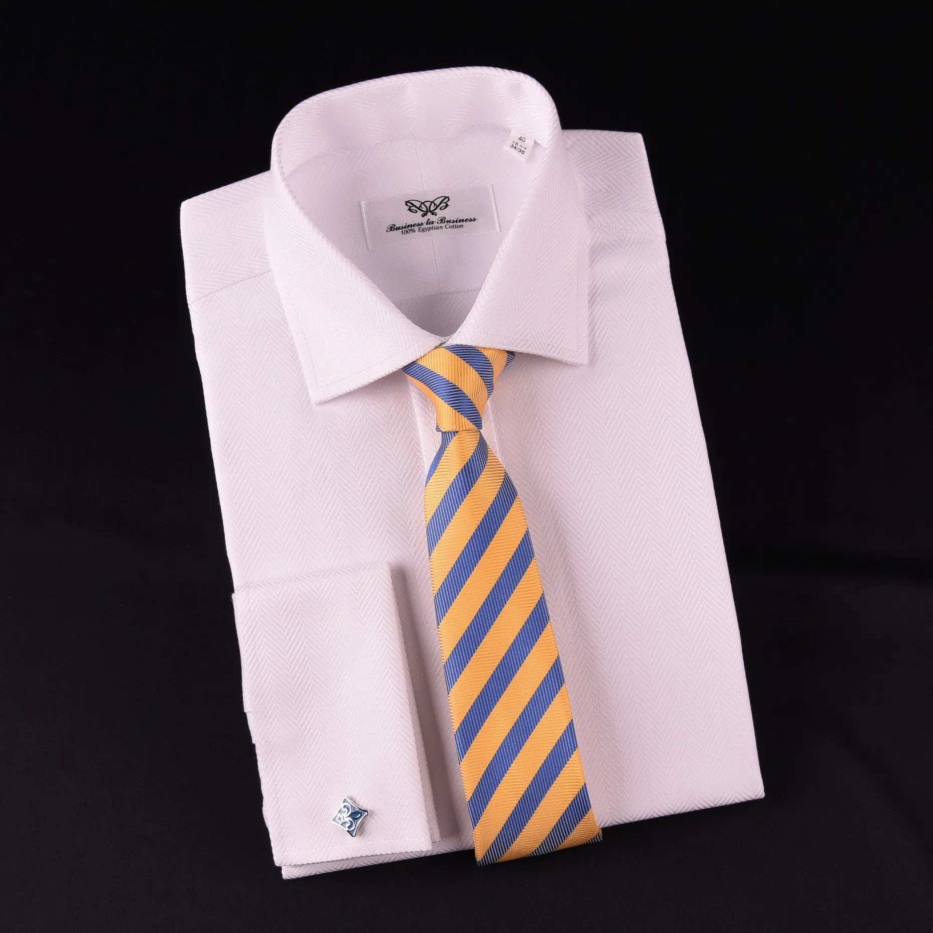 White Herringbone Twill Business Dress Shirt Formal Luxury Fashion