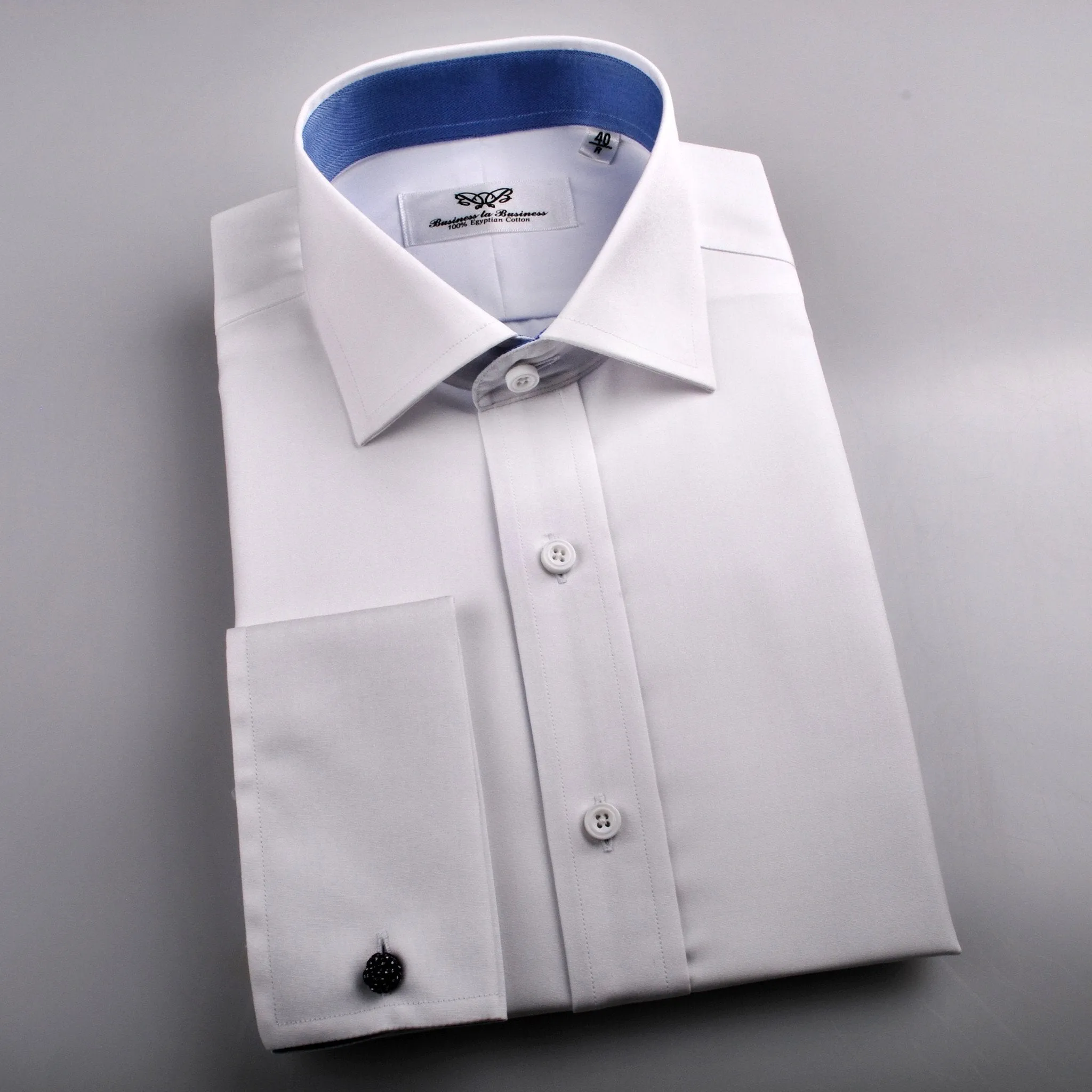 White Solid Poplin Formal Business Dress Shirt Blue Luxury Fashion