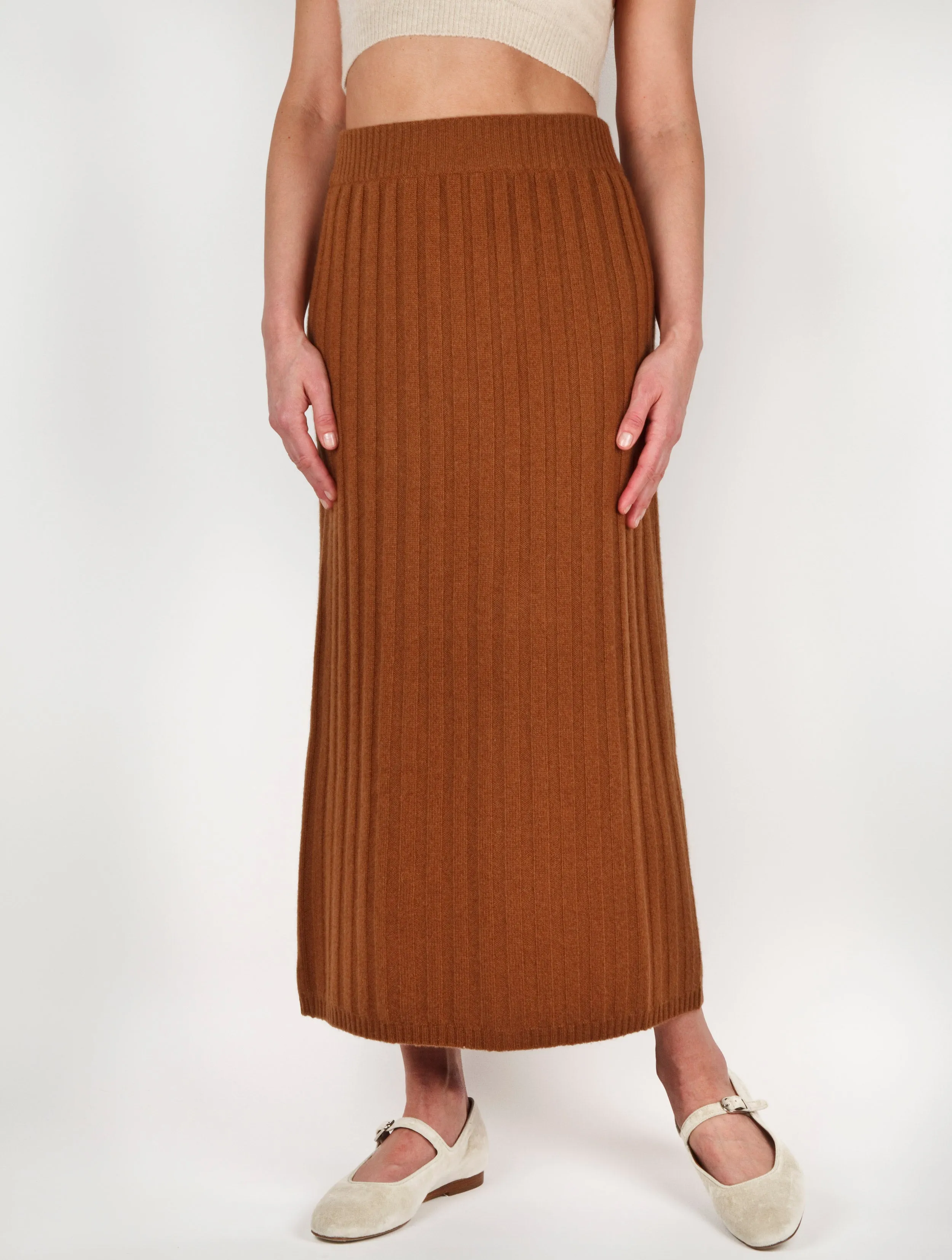 Wide Rib Cashmere Tube Skirt 