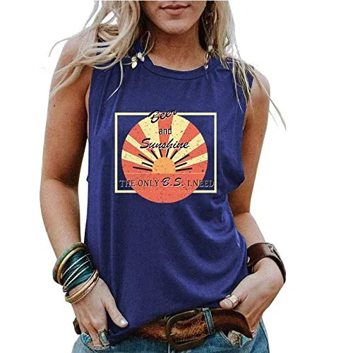 Women Beer and Sunshine Tank Tops Sunshine Shirt Beer Shirt