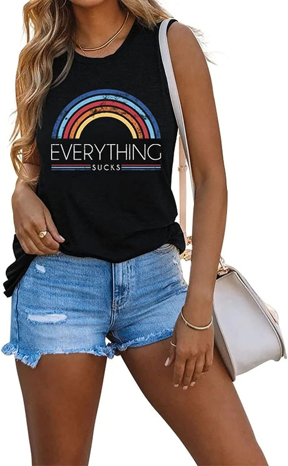 Women Everything Sucks Rainbow Tank Tops