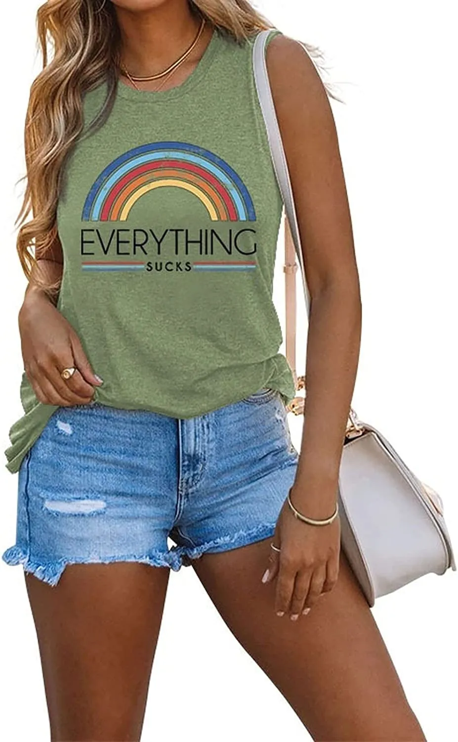 Women Everything Sucks Rainbow Tank Tops