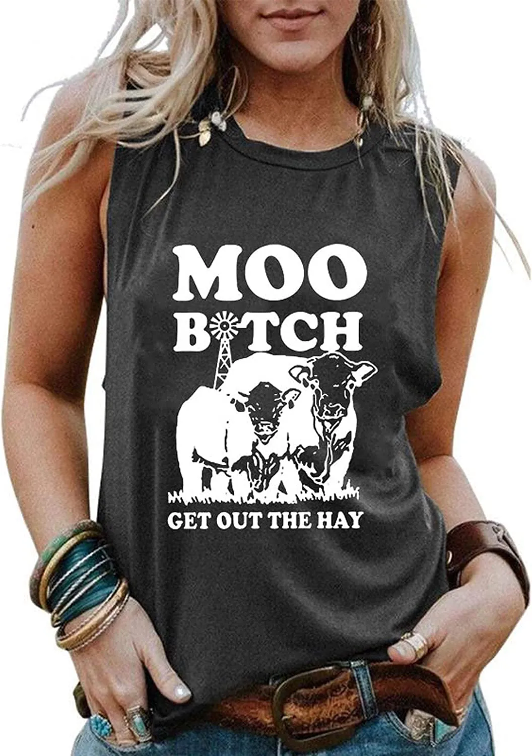 Women Moo Bitch Get Out The Hay Shirt Heifer Tank Top