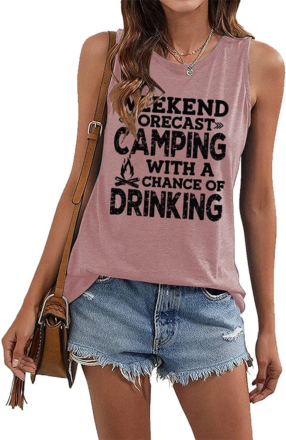 Women Weekend Forecast Camping with A Good Chance of Drinking Tank Tops