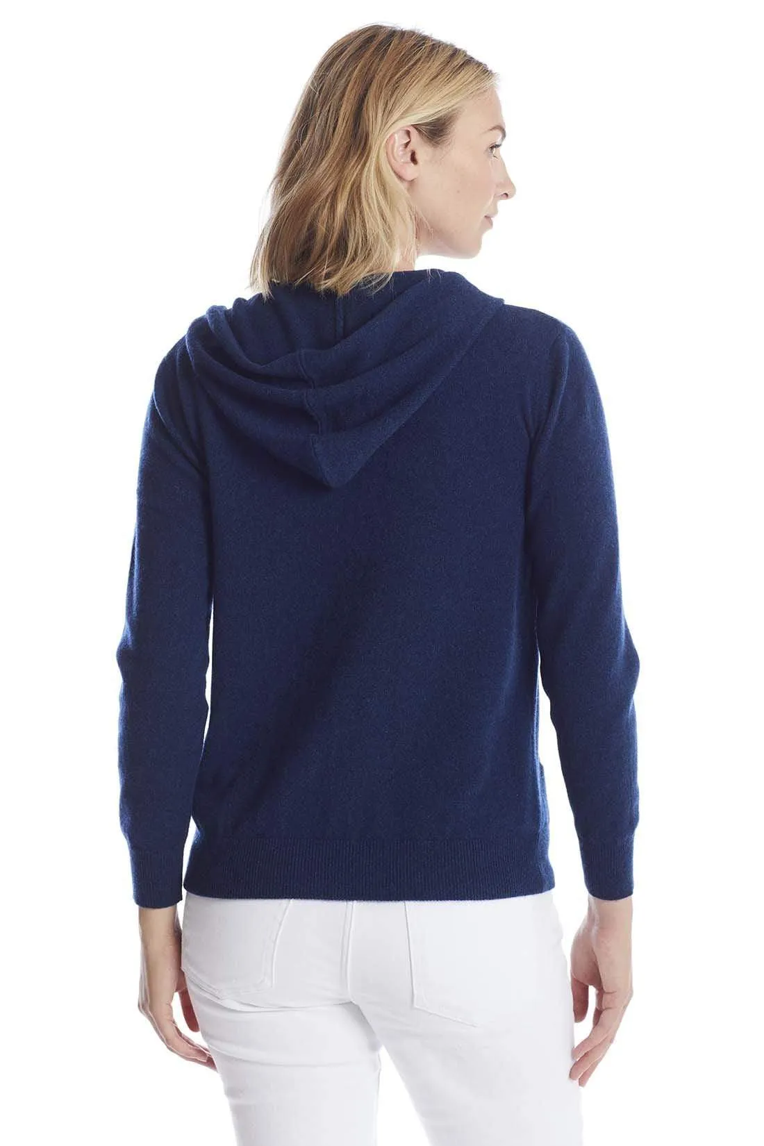 Women's Zip Up Cashmere Hoodie Drawstring Closure and Pockets